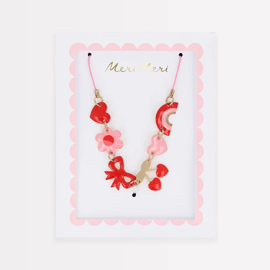 Hearts & Cherries Enamel Charm Necklace by Meri Meri