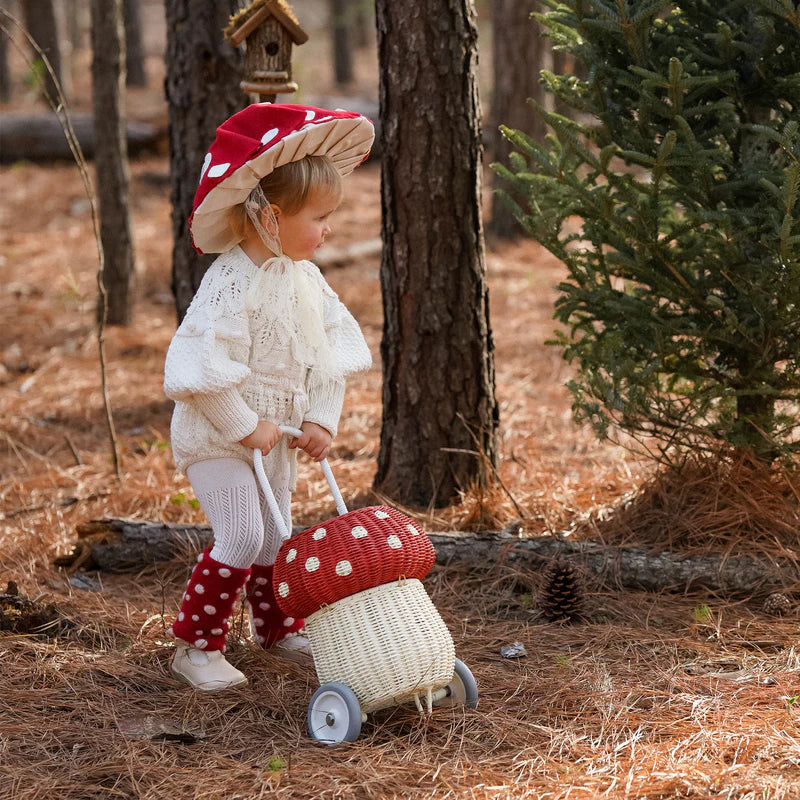 Rattan Mushroom Luggy - Red - Grace and Fox