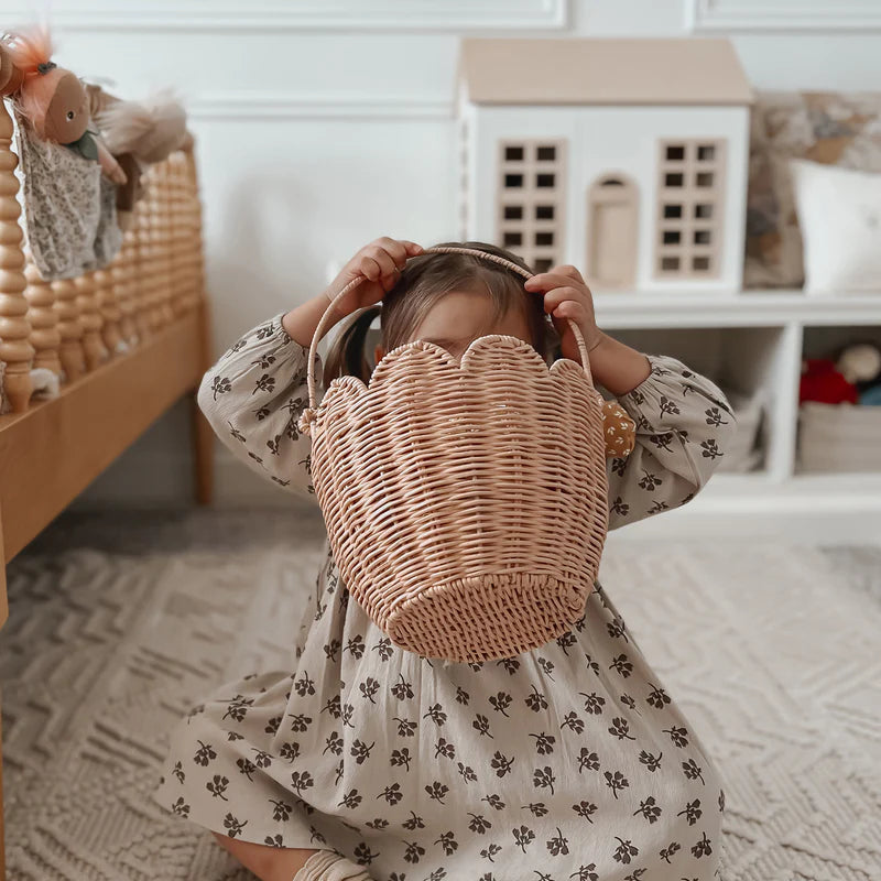 Rattan Tulip Basket - Seashell Pink - Grace and Fox