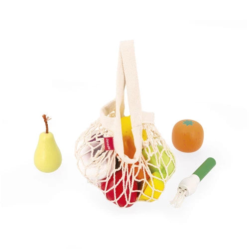 Janod Shiny Grandma Set of 12 Fruits and Vegetables Net